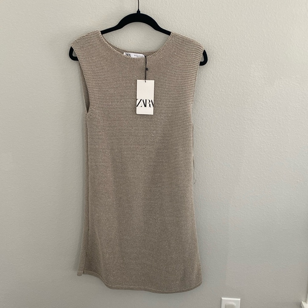 Zara Metallic Thread Shift Dress